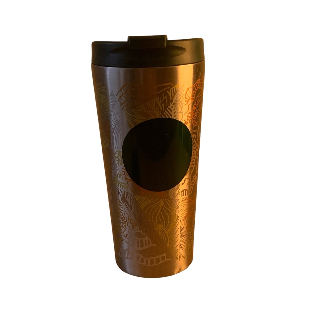 Starbucks Green Dot Patterned Stainless Steel Tumbler Mug Cup Lid